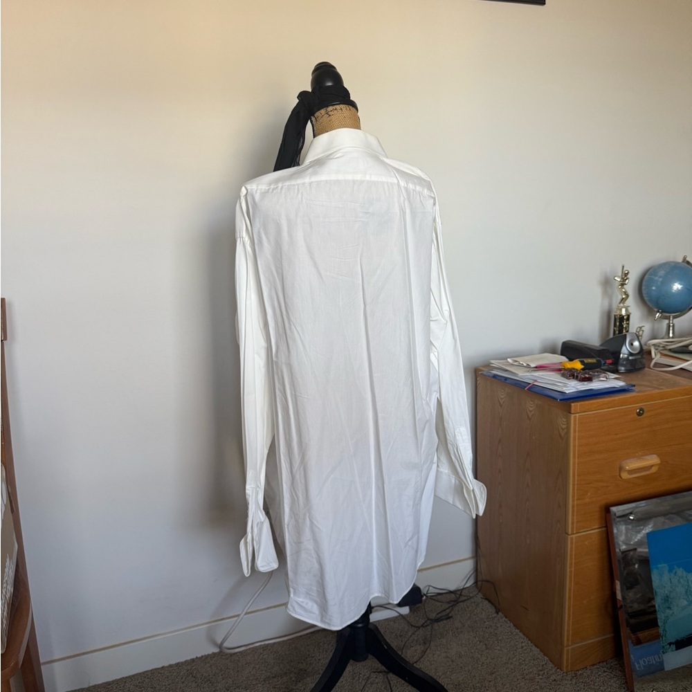 Geoffrey Beene Crisp White Dress Shirt.  U can even wear as a night shirt.